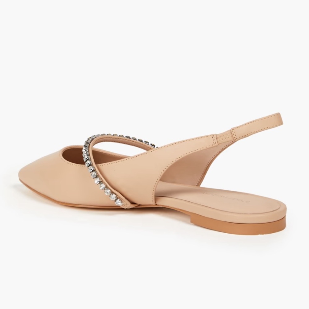 STUART WEITZMAN Crystalline embellished leather slingback point-toe flats - Picture 3 of 4